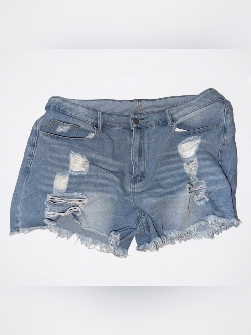 SHEIN Light Blue Distressed Denim Shorts